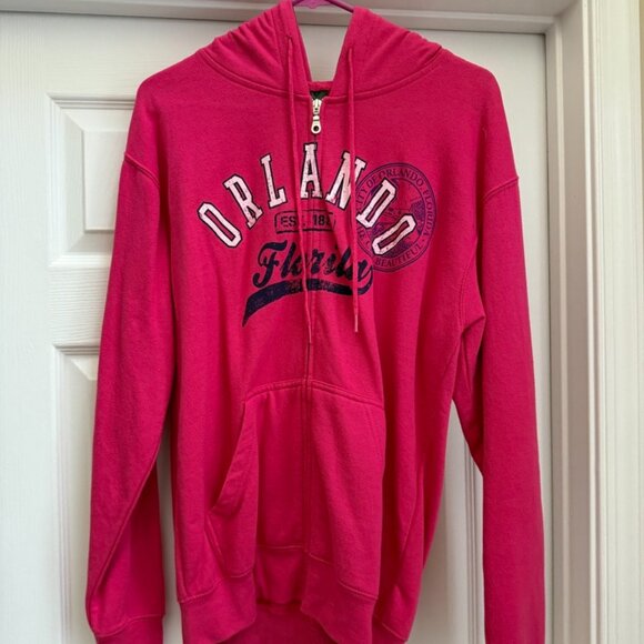 Women's Pink Orlando Florida Zip Up Jacket Size Medium - Picture 1 of 2